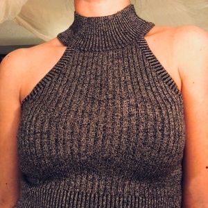 Crop Mock Neck Sweater Top